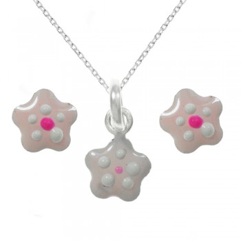 Conjunto flor puntos Plata de Ley | Karissma