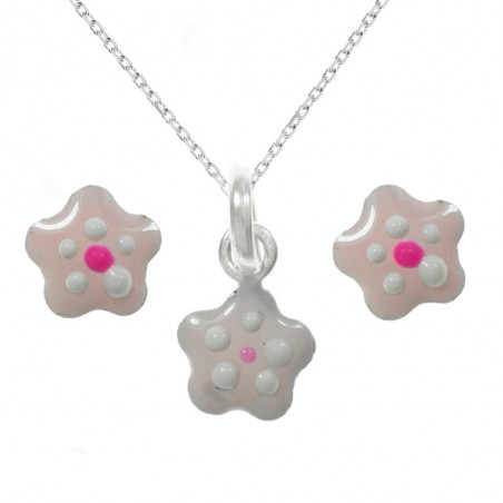 Conjunto flor puntos Plata de Ley | Karissma