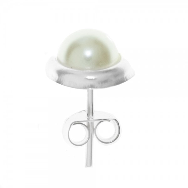 Pendientes perla con base redonda de Plata de Ley - Karissma