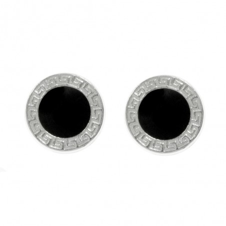 Pendientes redondos borde greca Plata de Ley - Karissma