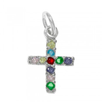 Collar cruz brillo mini Plata de Ley  - Karissma