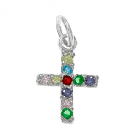 Collar cruz brillo mini Plata de Ley  - Karissma