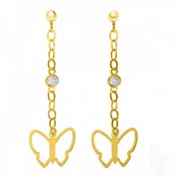 Pendientes largos cadena con mariposa 2