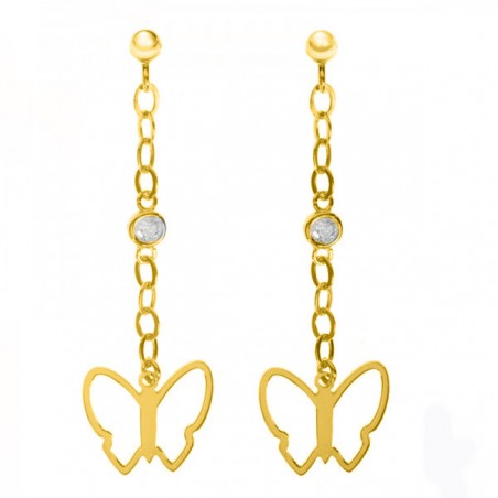 Pendientes largos cadena con mariposa
