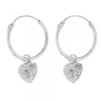 Pendientes aro corazón de cristal Plata de Ley - Karissma