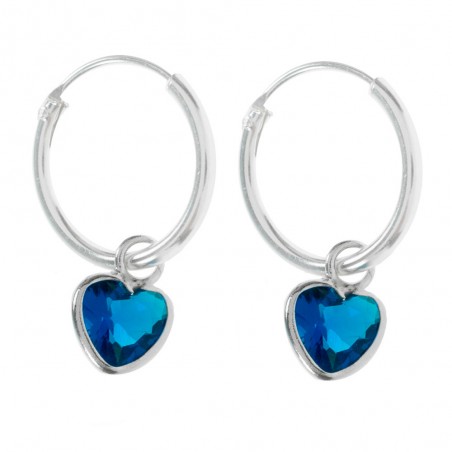 Pendientes aro corazón de cristal Plata de Ley - Karissma