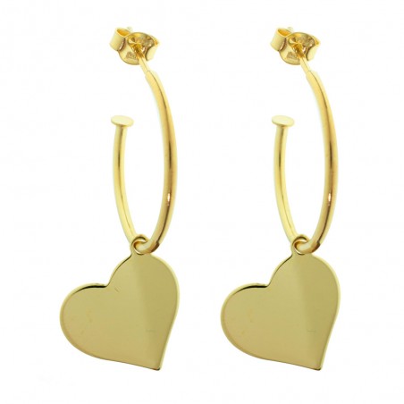 Aros dorados abiertos con corazón Plata de Ley - Karissma