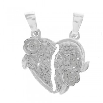 Colgante para dos Te Amo Plata de Ley - Karissma 2