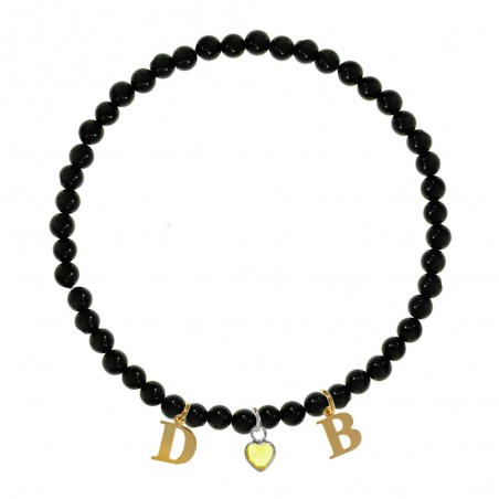 Pulsera San Valentín iniciales doradas Plata de Ley - Karissma