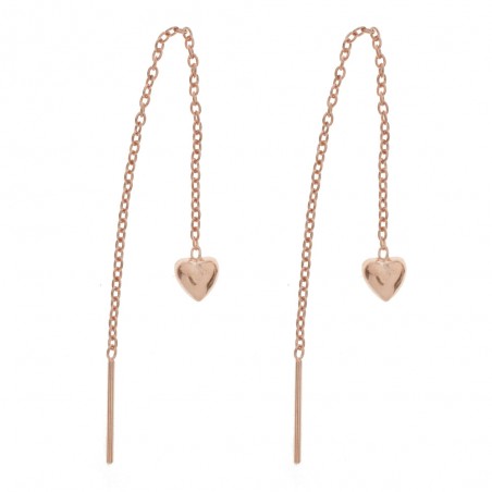 Pendientes corazón con cadena bañados en Oro - Karissma