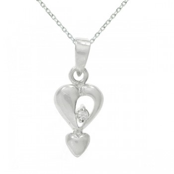 Collar mini con doble corazón Plata de Ley