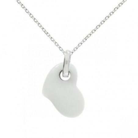 Colgante corazón blanco Plata de Ley | Outlet joyas