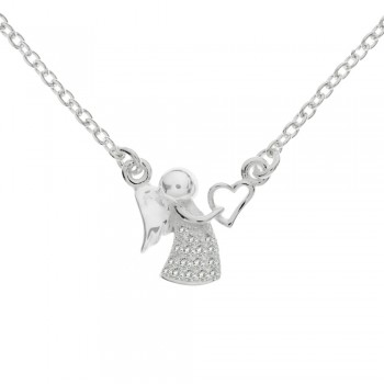 Collar ángel con corazón Plata de Ley