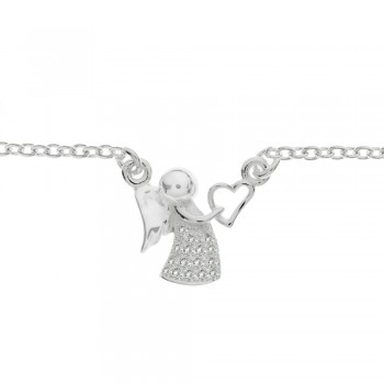 Pulsera ángel con corazón Plata de Ley