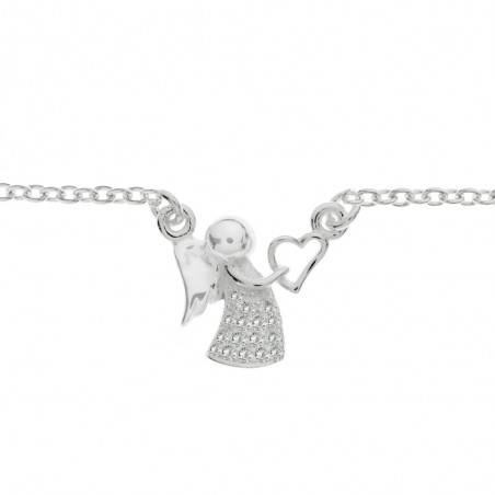 Pulsera ángel con corazón Plata de Ley