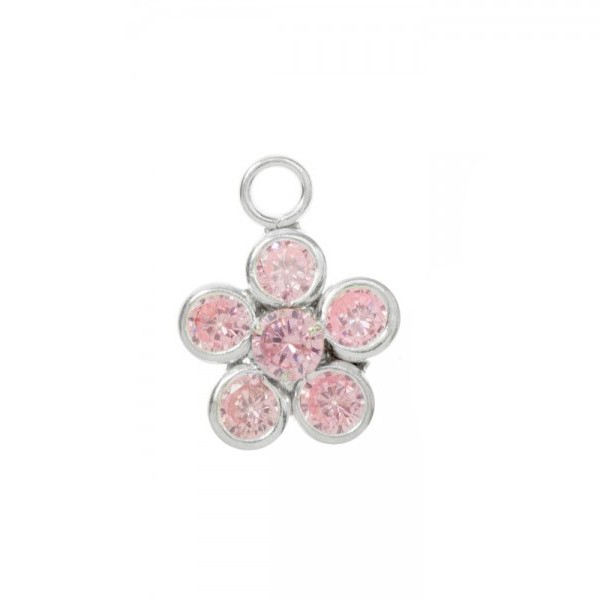 Conjunto flor circonita rosa Plata de Ley - Karissma