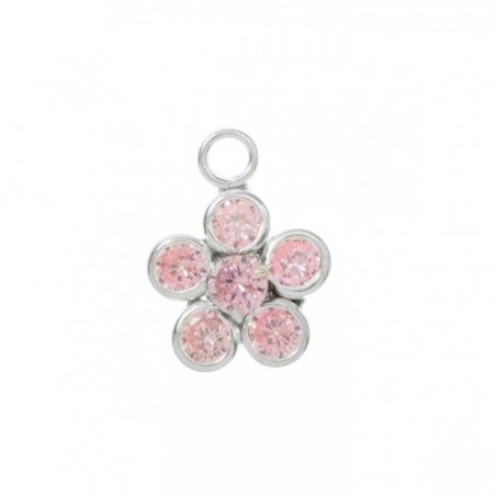 Conjunto flor circonita rosa Plata de Ley - Karissma