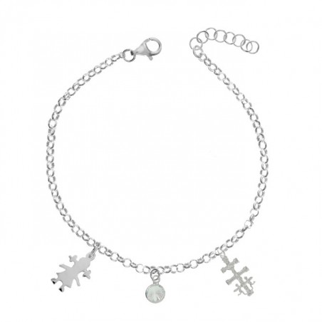 Pulsera Niña & Cruz de Caravaca Plata de Ley - Karissma