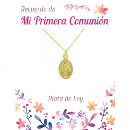Colgante dorado Virgen Milagrosa Primera Comunión - Karissma