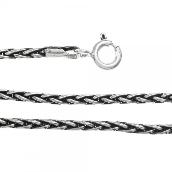 Cordón hombre trenzado Plata de Ley envejecida - Karissma