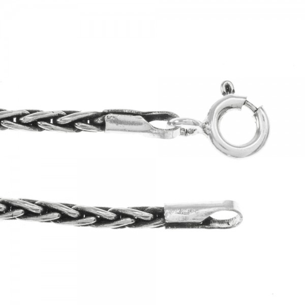 Cordón hombre trenzado Plata de Ley envejecida - Karissma