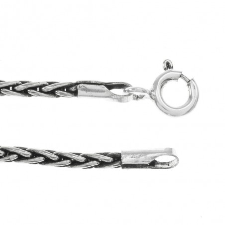 Cordón hombre trenzado Plata de Ley envejecida - Karissma