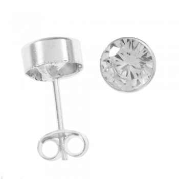 Pendientes clásicos circonita blanca Plata de Ley - Karissma