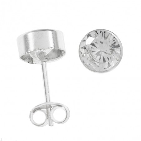 Pendientes clásicos circonita blanca Plata de Ley - Karissma