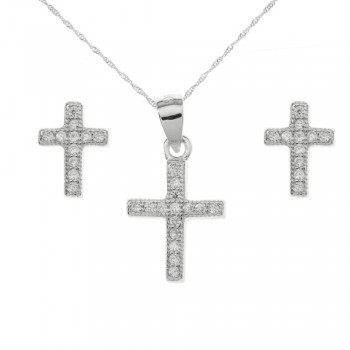 Conjunto cruz de circonitas para niña de Primera Comunión