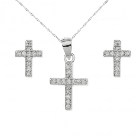 Conjunto cruz de circonitas para niña de Primera Comunión