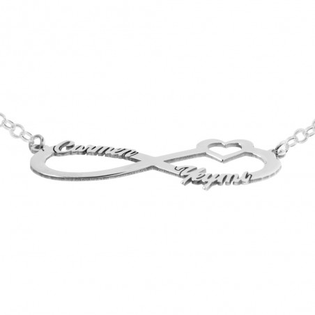 Collar infinito corazón con dos nombres personalizados - Karissma