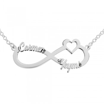 Collar infinito corazón con dos nombres personalizados - Karissma