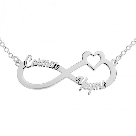 Collar infinito corazón con dos nombres personalizados - Karissma