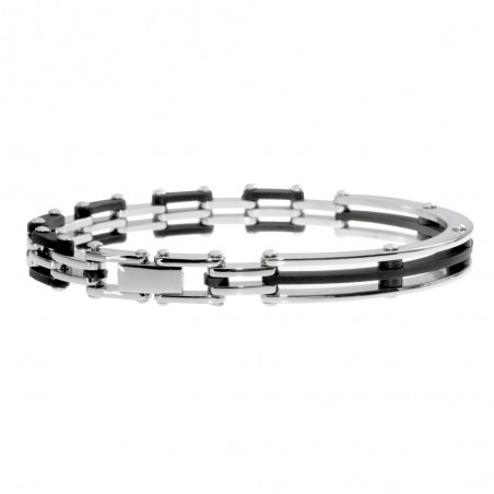 Pulsera acero y caucho hombre mitad rígida - Karissma