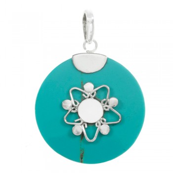 Colgante étnico turquesa reconstituida Plata de Ley 925