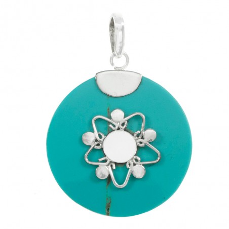 Colgante étnico turquesa reconstituida Plata de Ley 925