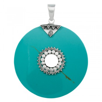 Colgante étnico de turquesa reconstituida Plata de Ley 925