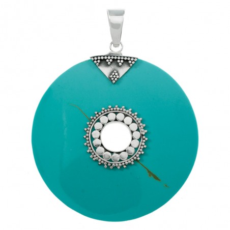 Colgante étnico de turquesa reconstituida Plata de Ley 925