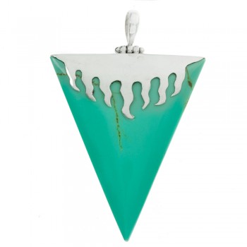 Colgante triángulo de turquesa reconstituida Plata de Ley 925