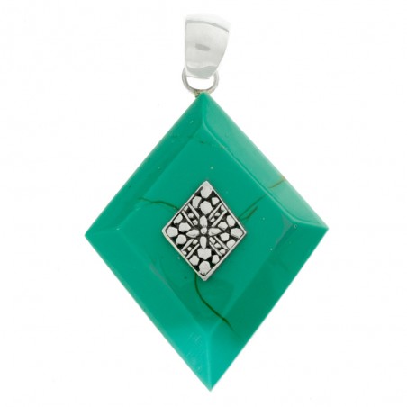 Colgante rombo de turquesa reconstituida Plata de Ley 925
