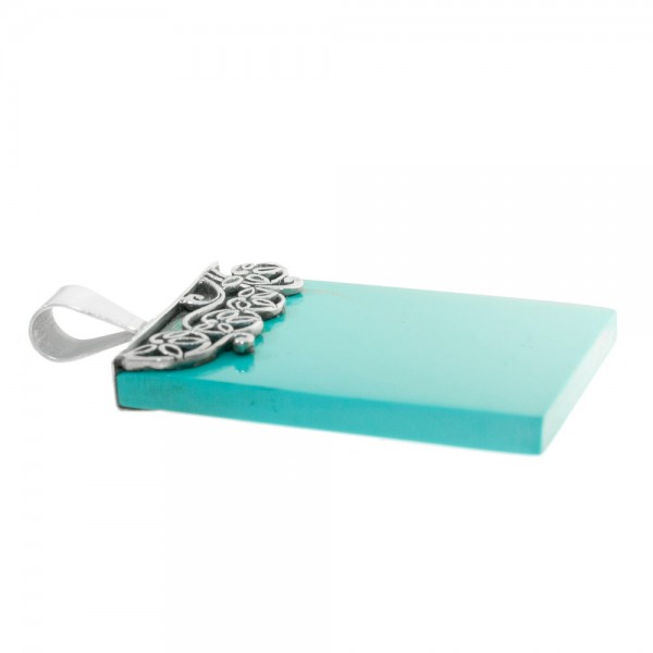 Colgante rectángulo de turquesa reconstituida Plata de Ley 925