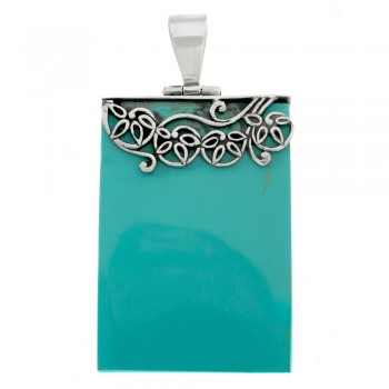 Colgante rectángulo de turquesa reconstituida Plata de Ley 925