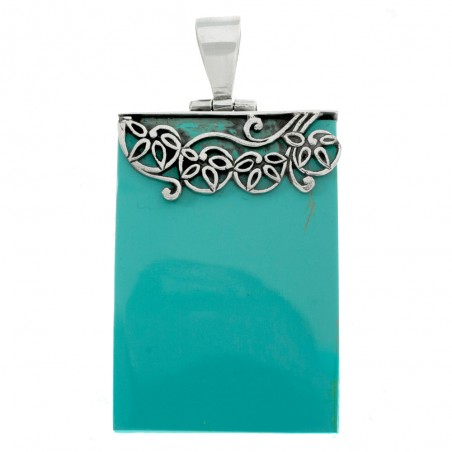 Colgante rectángulo de turquesa reconstituida Plata de Ley 925