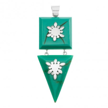 Colgante doble de turquesa reconstituida Plata de Ley 925