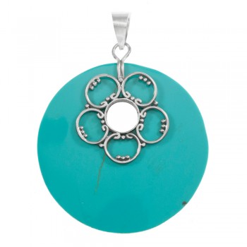 Colgante de turquesa reconstituida flor - Karissma