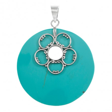Colgante de turquesa reconstituida flor - Karissma