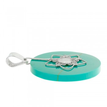 Colgante de turquesa reconstituida flor - Karissma 2