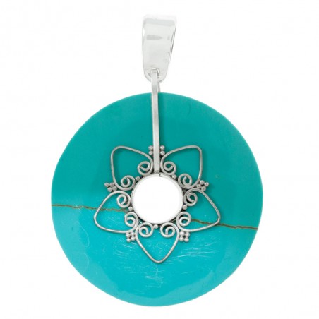 Colgante de turquesa reconstituida flor - Karissma