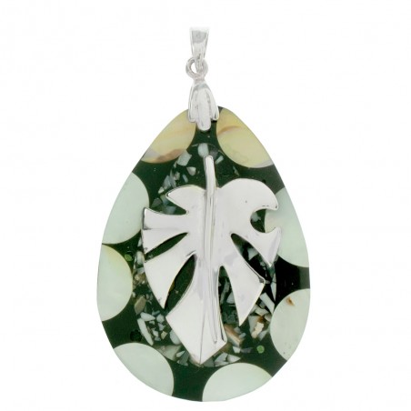 Colgante gota con hoja Monstera Plata de Ley 925 - Karissma