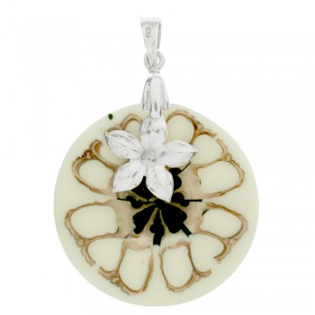 Colgante beige con flor Plata de Ley 925 - Karissma